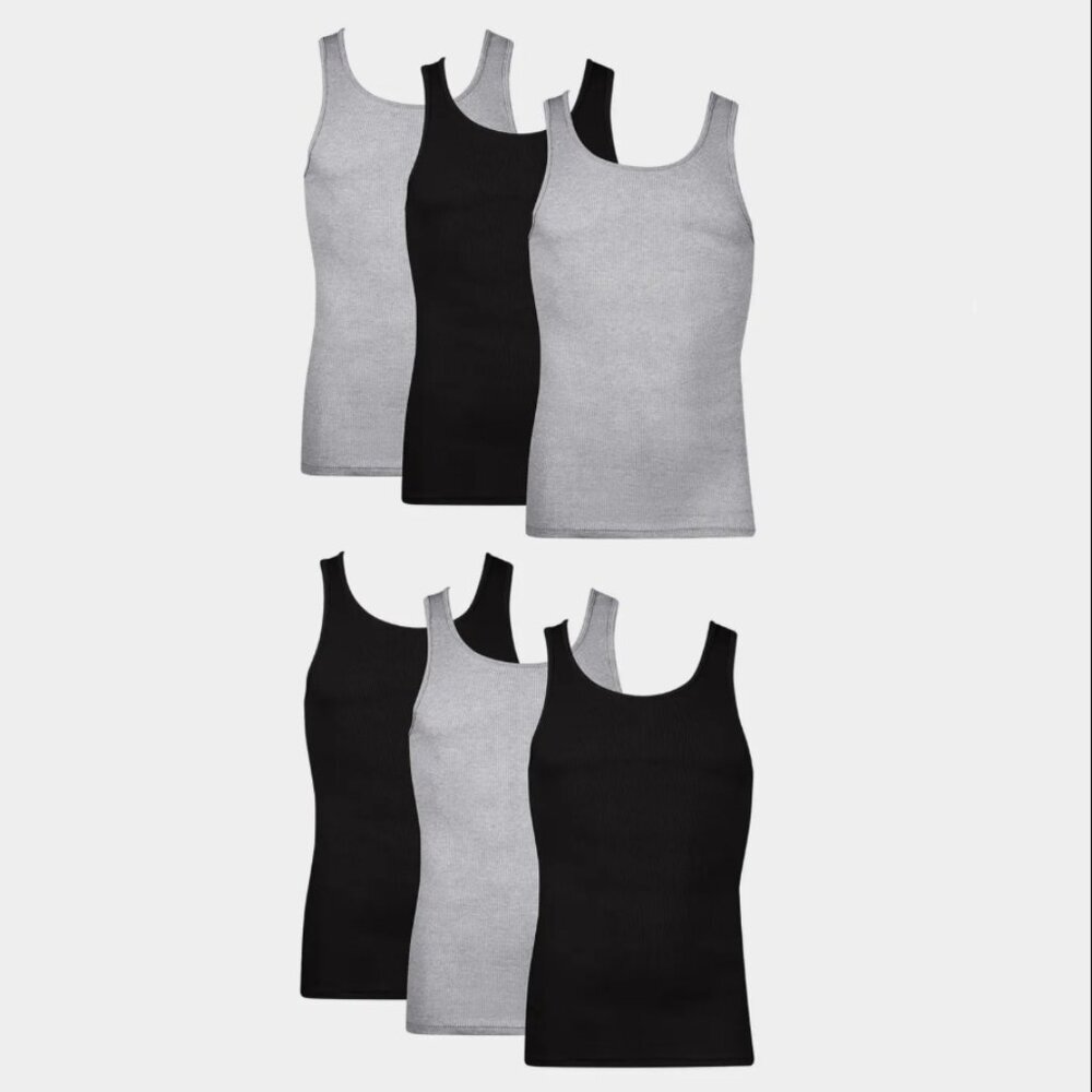 Hanes Men's 6 Pack Asst Color Tanks 2XL Cotton Tagless NIP